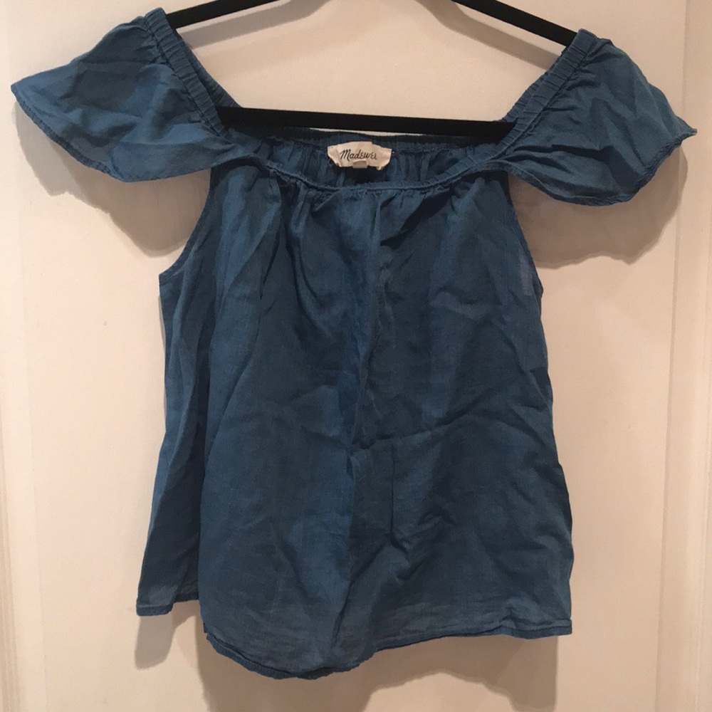 Madewell chambray off the shoulder top